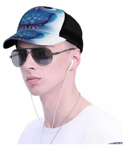 Christmas Trees Printed Baseball Cap - Breathable Mesh Adjustable Snap Back Closure Blue Owl(1) $11.87 Baseball Caps