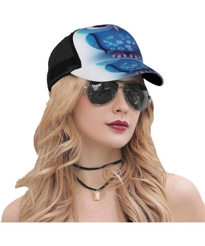 Christmas Trees Printed Baseball Cap - Breathable Mesh Adjustable Snap Back Closure Blue Owl(1) $11.87 Baseball Caps