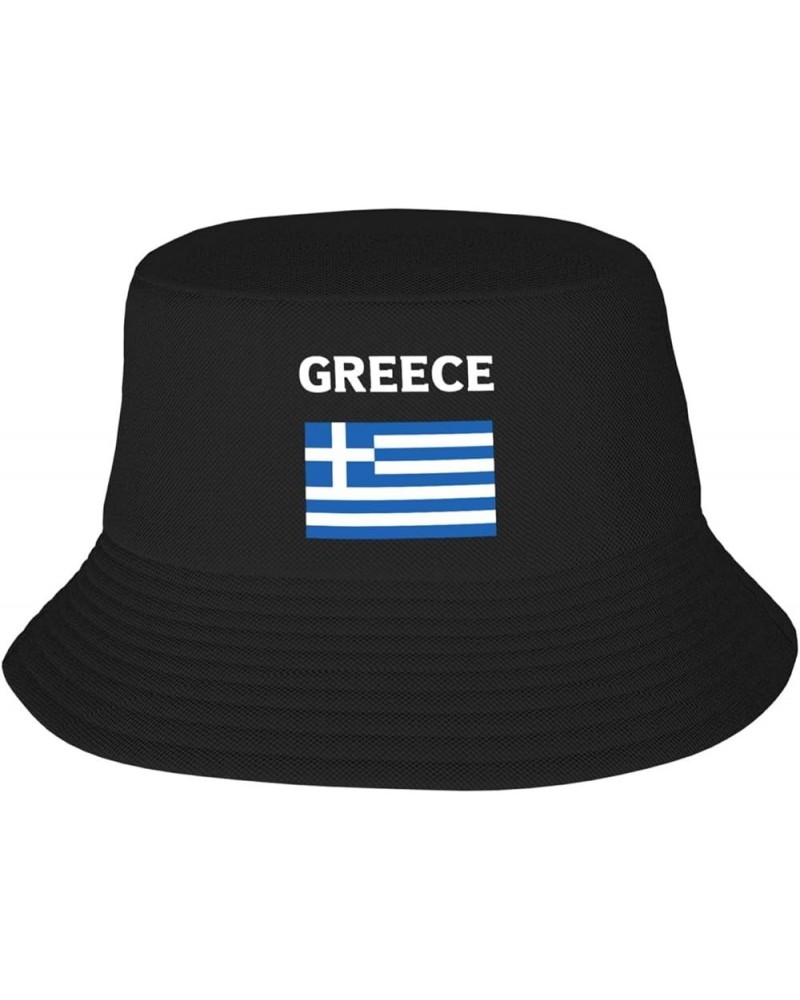 Wikjxiz Greek Flag of Greece Black Fisherman Cap Seasons Hat Mens/Womens Bucket Hats Outdoor Sports Travel Black $11.20 Bucke...