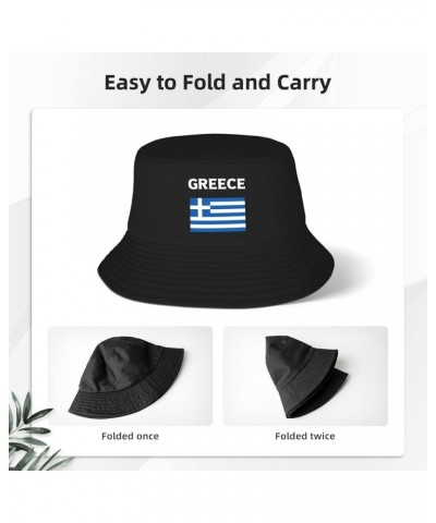 Wikjxiz Greek Flag of Greece Black Fisherman Cap Seasons Hat Mens/Womens Bucket Hats Outdoor Sports Travel Black $11.20 Bucke...