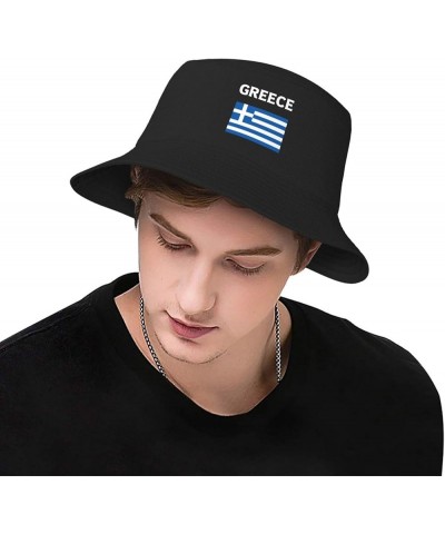 Wikjxiz Greek Flag of Greece Black Fisherman Cap Seasons Hat Mens/Womens Bucket Hats Outdoor Sports Travel Black $11.20 Bucke...