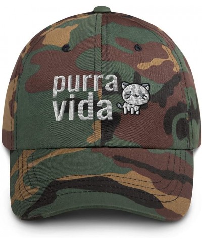 Purra Vida Funny Cat Mom Cat Lover Pet Embroidered Dad Hat Adjustable Cotton Cap Green Camo $21.51 Baseball Caps