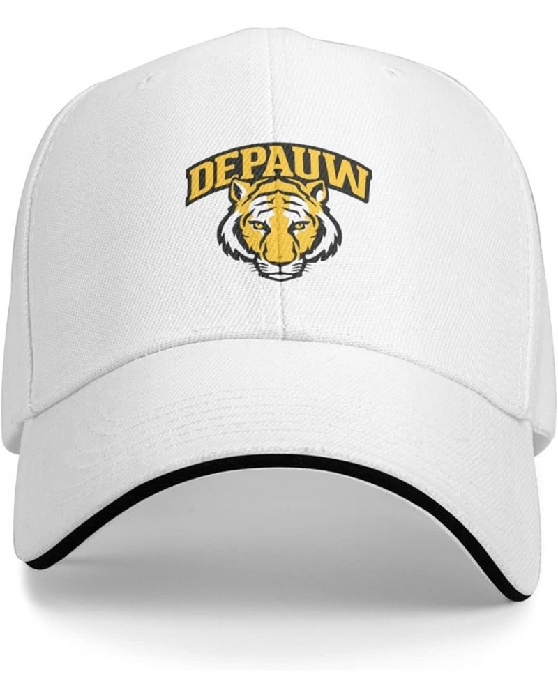 DePauw University Logo Sandwich Cap Unisex Classic Baseball Capunisex Adjustable Casquette Dad Hat White $9.10 Baseball Caps