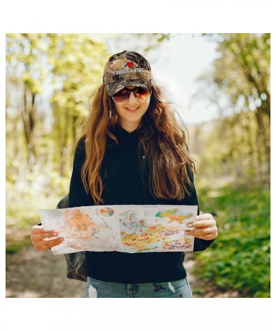 Custom Camo Baseball Cap I (Love) Tobogganing Red Heart Sports Lovers Cotton Forest Tree Green Design Only $12.00 Baseball Caps