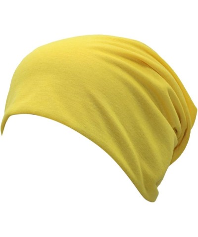 Stretch Turban Hats for Women Soft Pre Tied Bonnet Hair wrap African Knot Headwraps Pretied for Black Yellow $6.05 Skullies &...