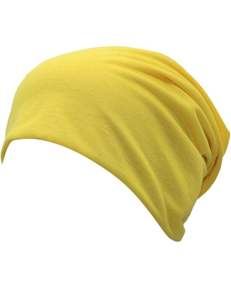 Stretch Turban Hats for Women Soft Pre Tied Bonnet Hair wrap African Knot Headwraps Pretied for Black Yellow $6.05 Skullies &...