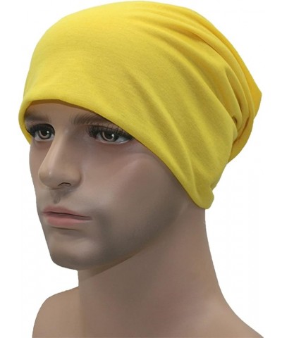 Stretch Turban Hats for Women Soft Pre Tied Bonnet Hair wrap African Knot Headwraps Pretied for Black Yellow $6.05 Skullies &...