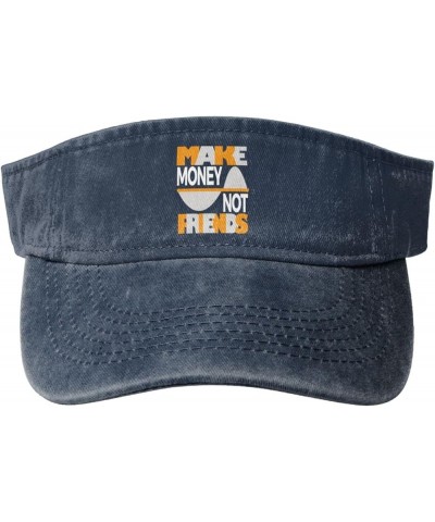 Make Money Not Friends Sun Visor Hats for Women Men Sun Hat Vintage Golf Hat Adjustable Baseball Cap Navy Blue $12.88 Visors