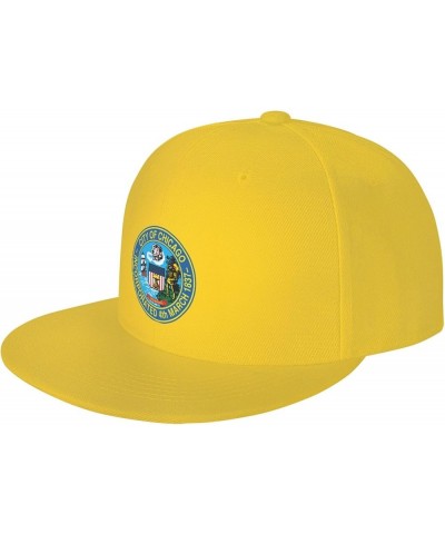 Seal of Chicago, Illinois Baseball Cap for Men Women Snapback Hat Trucker Flat Bill Caps Sun Hat Yellow $10.23 Baseball Caps