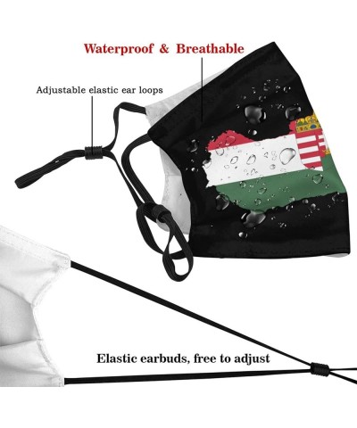 Hungary Flag Map Face Mask Washable Reusable Adults Breathable with 2 Filters Black $13.72 Balaclavas