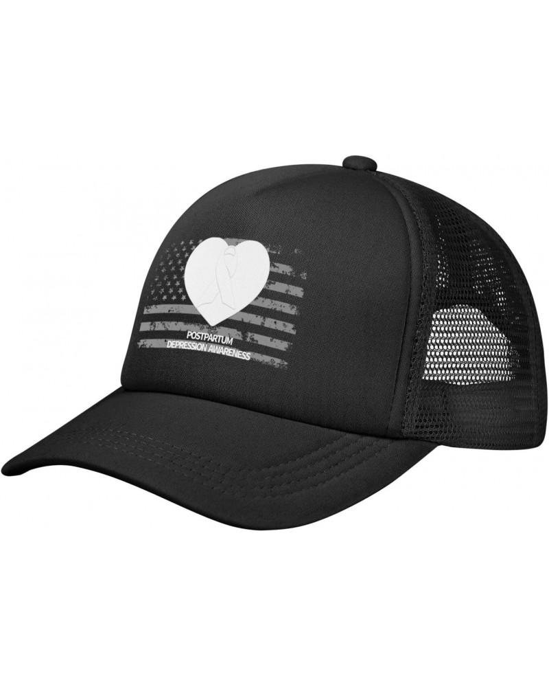 Postpartum Depression Awareness Baseball Cap Adjustable Casual Mesh Hats Duck Tongue Hat for Men Women94 Black $9.44 Baseball...