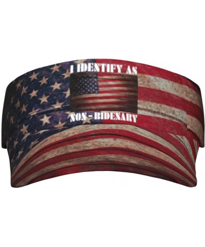 I Identify As Non-Bidenary Visor Cap Sports Empty Top Hats Adjustable Sun Tennis Caps for Men Women27 Black $12.74 Visors