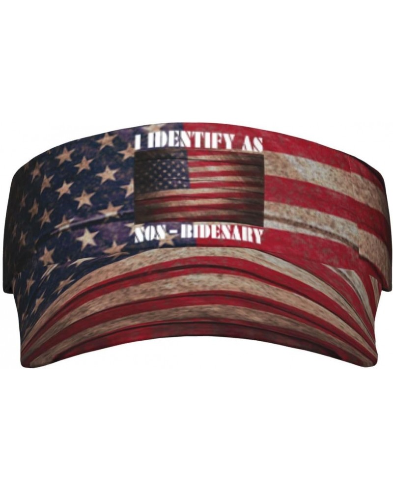 I Identify As Non-Bidenary Visor Cap Sports Empty Top Hats Adjustable Sun Tennis Caps for Men Women27 Black $12.74 Visors