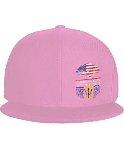 Snapback Baseball Cap Born Barbadians Roots USA Barbados Flag Hat Pink $11.54 Baseball Caps