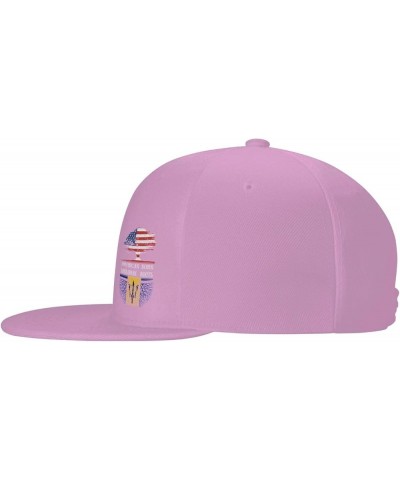 Snapback Baseball Cap Born Barbadians Roots USA Barbados Flag Hat Pink $11.54 Baseball Caps