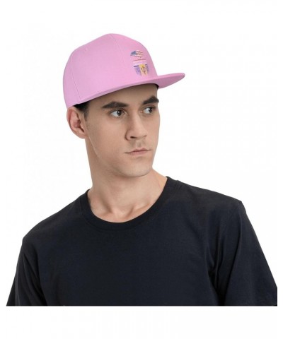 Snapback Baseball Cap Born Barbadians Roots USA Barbados Flag Hat Pink $11.54 Baseball Caps