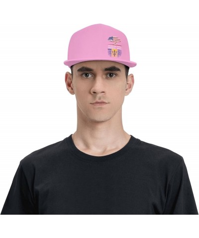 Snapback Baseball Cap Born Barbadians Roots USA Barbados Flag Hat Pink $11.54 Baseball Caps