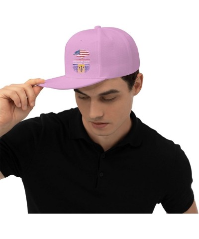 Snapback Baseball Cap Born Barbadians Roots USA Barbados Flag Hat Pink $11.54 Baseball Caps