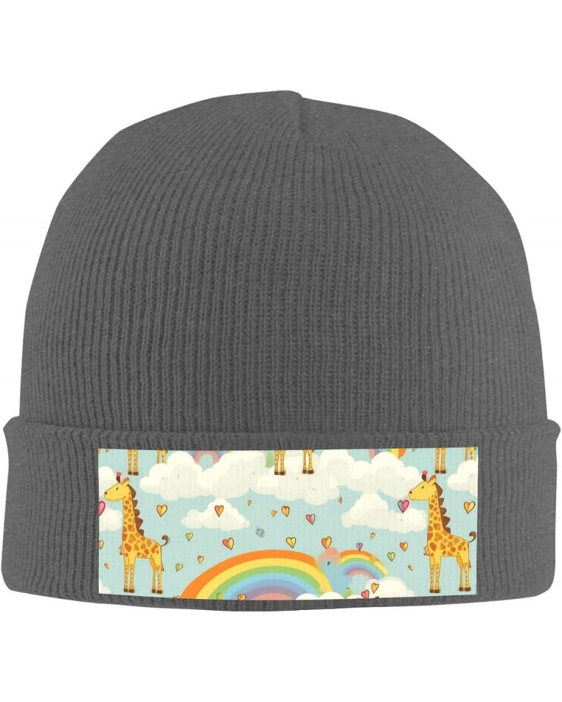 Slouchy Beanie Hats for Women Men Knit Beanies Cuffed Skull Cap Cartoon Giraffe Rainbow Clouds Winter Ski Hat Deep Heather $1...