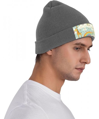 Slouchy Beanie Hats for Women Men Knit Beanies Cuffed Skull Cap Cartoon Giraffe Rainbow Clouds Winter Ski Hat Deep Heather $1...