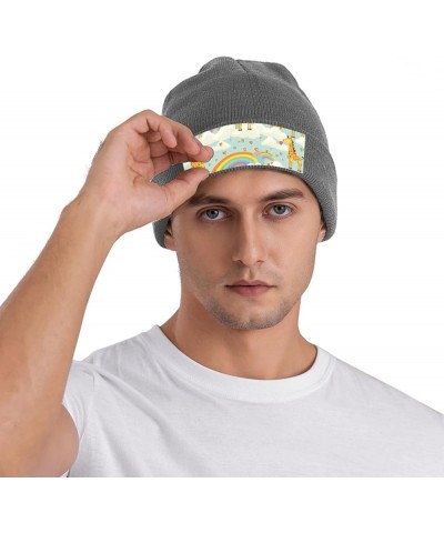 Slouchy Beanie Hats for Women Men Knit Beanies Cuffed Skull Cap Cartoon Giraffe Rainbow Clouds Winter Ski Hat Deep Heather $1...