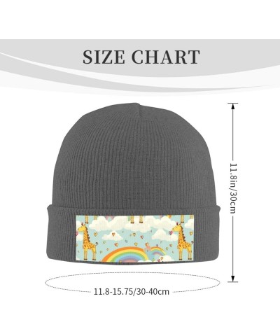 Slouchy Beanie Hats for Women Men Knit Beanies Cuffed Skull Cap Cartoon Giraffe Rainbow Clouds Winter Ski Hat Deep Heather $1...