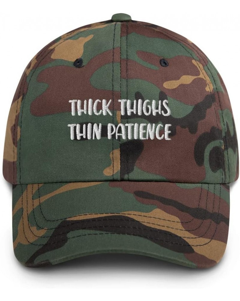 Thick Thighs Thin Patience Dad Hat, Funny Cap, Body Positivity Hat, Unstructured Adjustable Strap Green Camo $20.34 Baseball ...