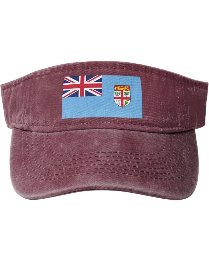 Flag of Fiji Sun Hat Sun Visor Hats for Women Men Baseball Cap Golf Hats Red $14.20 Visors