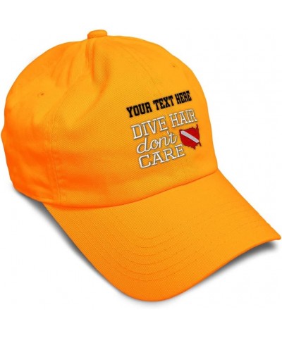 Soft Baseball Cap Dive Hair Don't Care Embroidery Humor Country Twill Cotton Dad Hats for Men & Women Orange Personalized Tex...