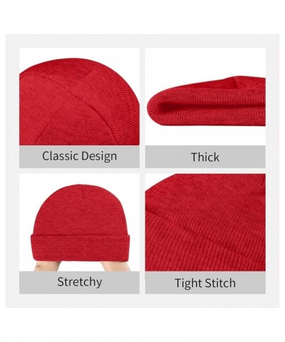 Leaves Plants Print Unisex Soft Warm Beanie Hat for Men Women Elastic Lightweight Skiing Knitted Hat Red $13.22 Skullies & Be...