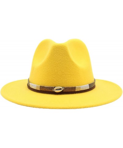 Classic Fedoras Hats Wide-Brim Panama Floppy Hat Solid Color Cotton Hat Cap for Women Men Costume Accessories Yellow1 $15.86 ...