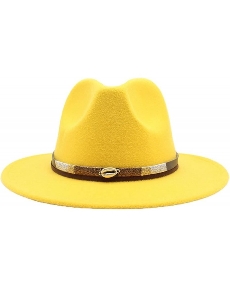 Classic Fedoras Hats Wide-Brim Panama Floppy Hat Solid Color Cotton Hat Cap for Women Men Costume Accessories Yellow1 $15.86 ...