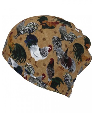 Rooster and Chicken Print Print Adult Multifunction Beanie Hat for Men Women Fashion Scarf Soft Stretch Skull Cap $27.26 Skul...