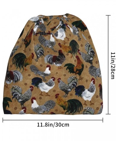 Rooster and Chicken Print Print Adult Multifunction Beanie Hat for Men Women Fashion Scarf Soft Stretch Skull Cap $27.26 Skul...