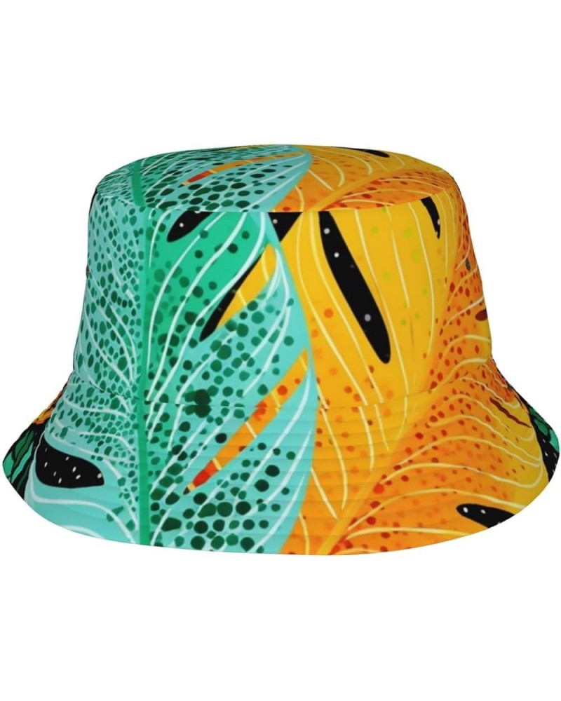 Giraffe on The Grassland Printed Fashion Bucket Hat Beach Sunhat Outdoor Fisherman Hat Colorful Leaf $14.03 Bucket Hats