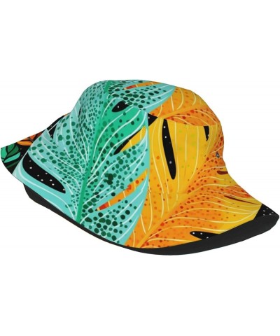 Giraffe on The Grassland Printed Fashion Bucket Hat Beach Sunhat Outdoor Fisherman Hat Colorful Leaf $14.03 Bucket Hats