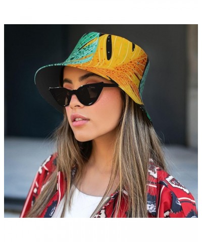 Giraffe on The Grassland Printed Fashion Bucket Hat Beach Sunhat Outdoor Fisherman Hat Colorful Leaf $14.03 Bucket Hats