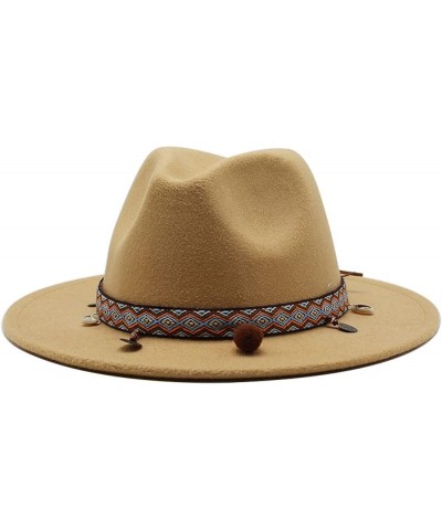 Womans Big Wide Brimmed Wool Felt Floppy Hat Crushable Women Warm Fedora Hats Jazz Hat Caps for Outside Camel M $19.03 Fedoras