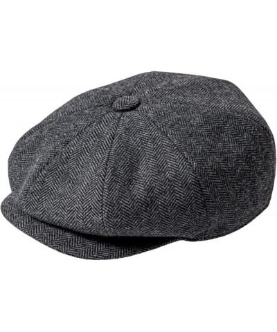 Adult Solid Color Newsboy Caps for Men Flat Cap Wool Blend Driving Hat Beret Male Herringbone Ivy Hats Dark Grey $15.05 Newsb...