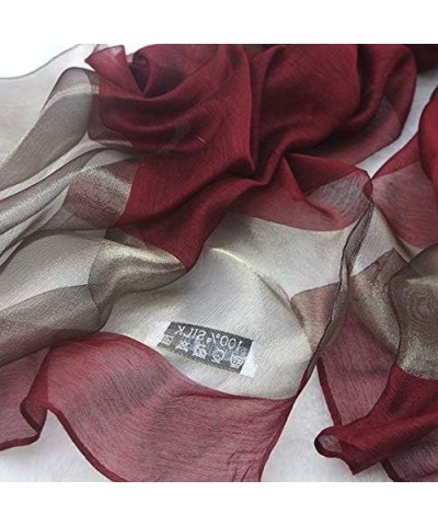 Womens Scarf Lightweight Sunscreen Long Silk Shawls 28x79" with Rhinestone Pearl Scarf Buckle Maroon $10.91 Scarves