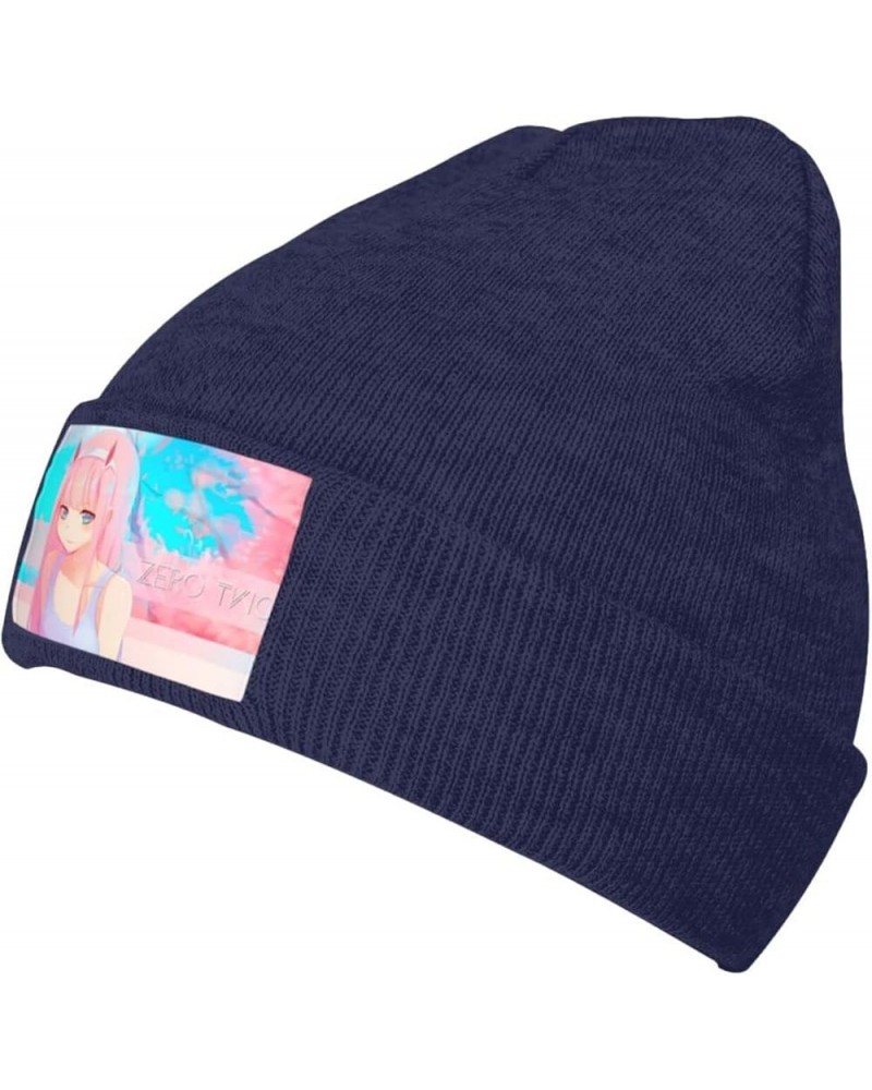 Darling in The Anime FranXX Zero Two Beanie Hat for Men and Women Winter Thermal Cuffed Knit Skull Cap Ski Hats Black Navy Bl...