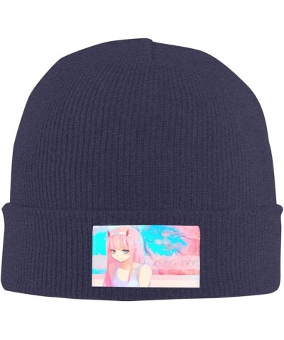 Darling in The Anime FranXX Zero Two Beanie Hat for Men and Women Winter Thermal Cuffed Knit Skull Cap Ski Hats Black Navy Bl...