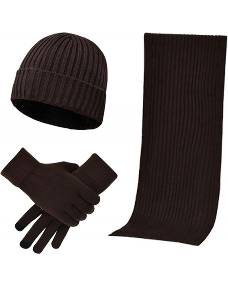 Mens & Womens Winter Knit Hat Long Neck Scarf Touchscreen Gloves Set Cap With Fleece Lined Gifts Gloves Scarf Set Coffee $14....