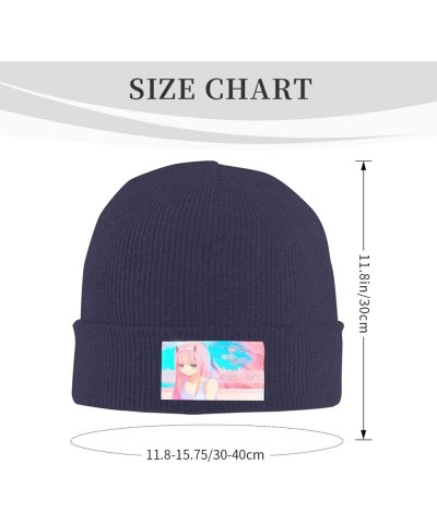 Darling in The Anime FranXX Zero Two Beanie Hat for Men and Women Winter Thermal Cuffed Knit Skull Cap Ski Hats Black Navy Bl...