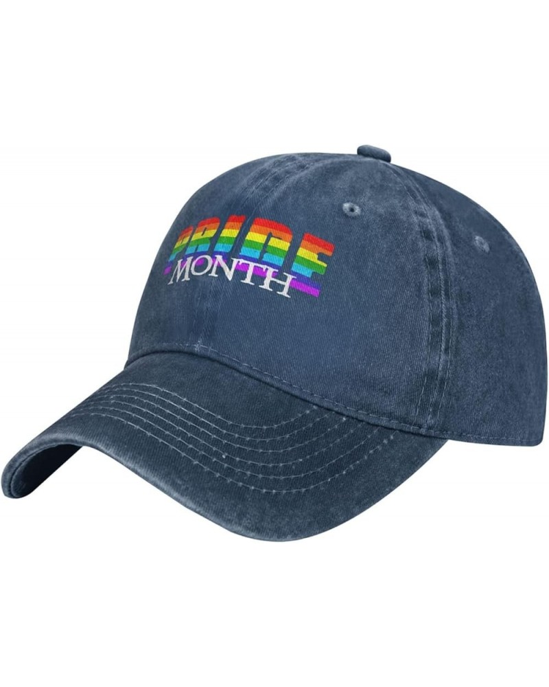 Pride Month Men's Black Adjustable Washed Denim Baseball Hat Vintage Dad Hat Trucker Cap Navy Blue $11.41 Baseball Caps