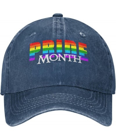 Pride Month Men's Black Adjustable Washed Denim Baseball Hat Vintage Dad Hat Trucker Cap Navy Blue $11.41 Baseball Caps