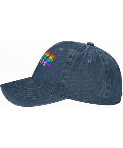 Pride Month Men's Black Adjustable Washed Denim Baseball Hat Vintage Dad Hat Trucker Cap Navy Blue $11.41 Baseball Caps