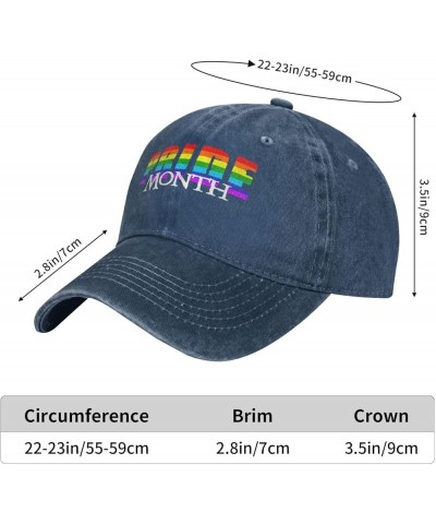 Pride Month Men's Black Adjustable Washed Denim Baseball Hat Vintage Dad Hat Trucker Cap Navy Blue $11.41 Baseball Caps