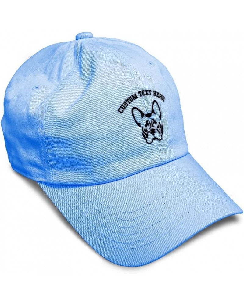 Custom Soft Baseball Cap French Bulldog Silhouette Embroidery Dogs Twill Cotton Dad Hats for Men & Women Light Blue Personali...