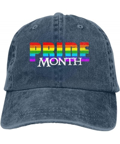 Pride Month Men's Black Adjustable Washed Denim Baseball Hat Vintage Dad Hat Trucker Cap Navy Blue $11.41 Baseball Caps